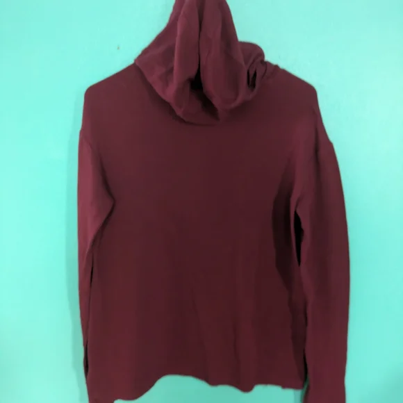 Women's Maroon Hooded Long-Sleeve Pullover Sweater - Picture 11 of 11